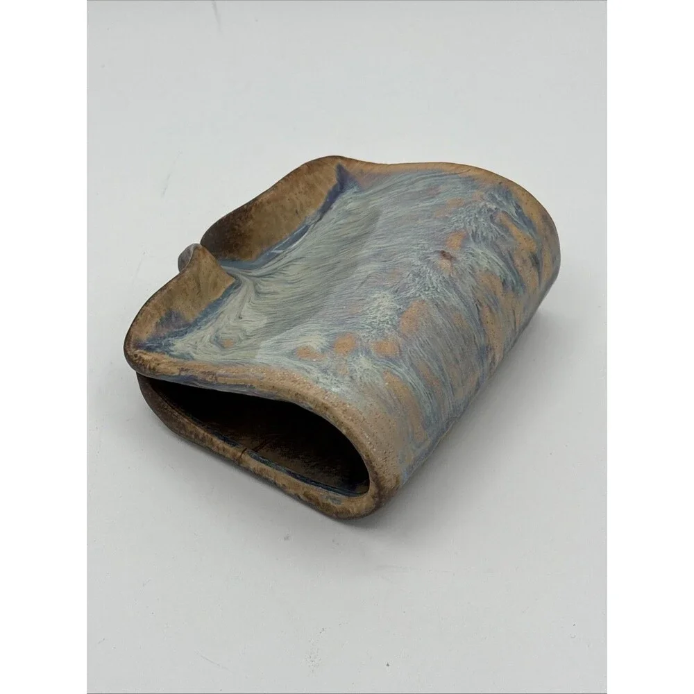 Stoneware Ceramic Sponge Holder & Soap Dish with Drip Spout - Reactive Glaze